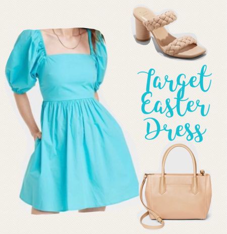 Saturday shares featuring an Easter dress from Target! Easter dress! Easter outfit idea with beige nude purse and nude heels!! 