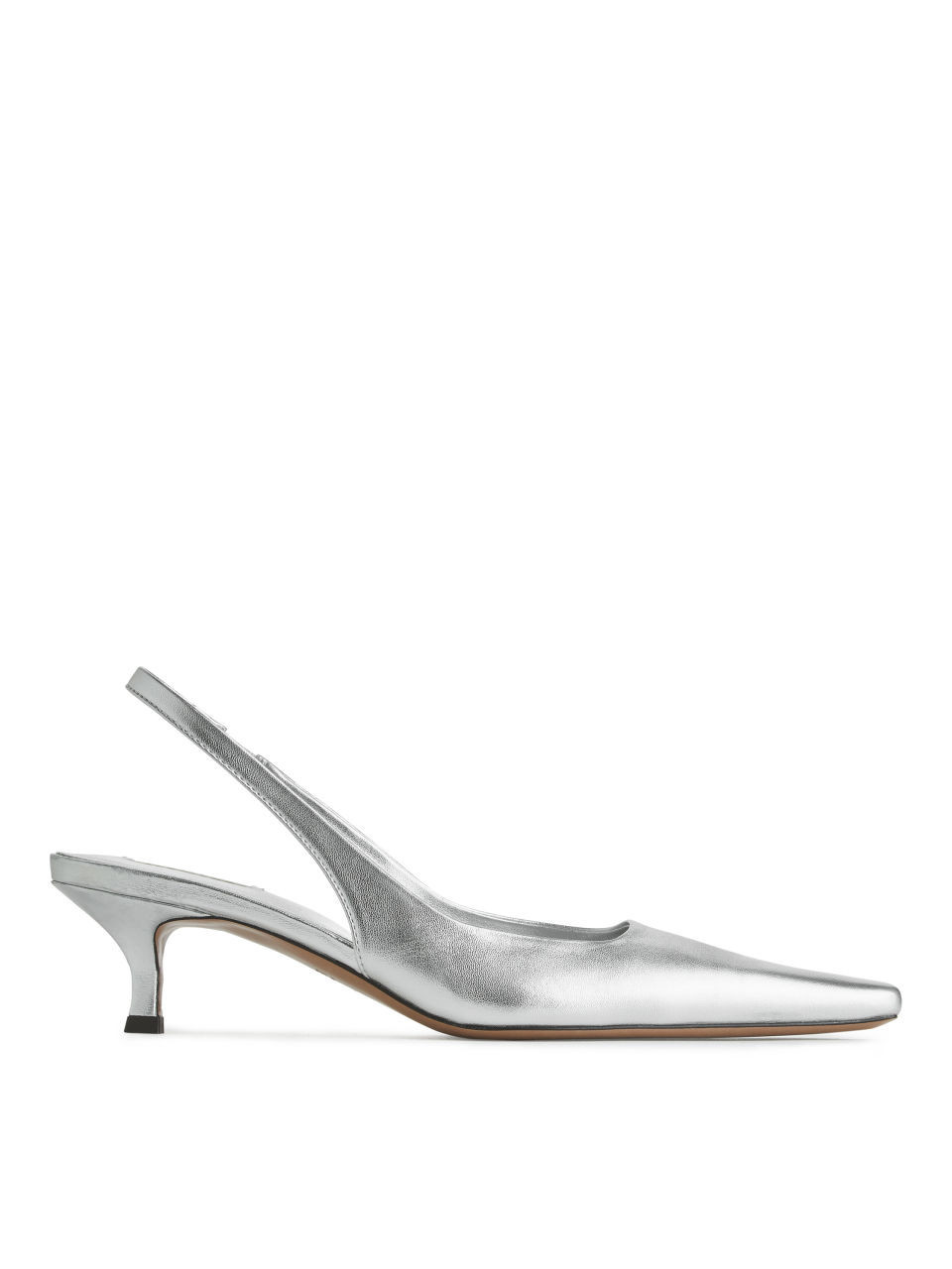 Leather Slingback Pumps - Silver | ARKET (US&UK)
