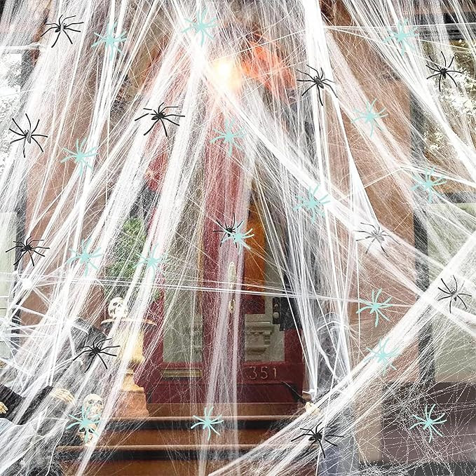 300 Sqft Halloween Spider Web Decorations, with 10 Glow and 10 Black Fake Spiders, Halloween Deco... | Amazon (US)
