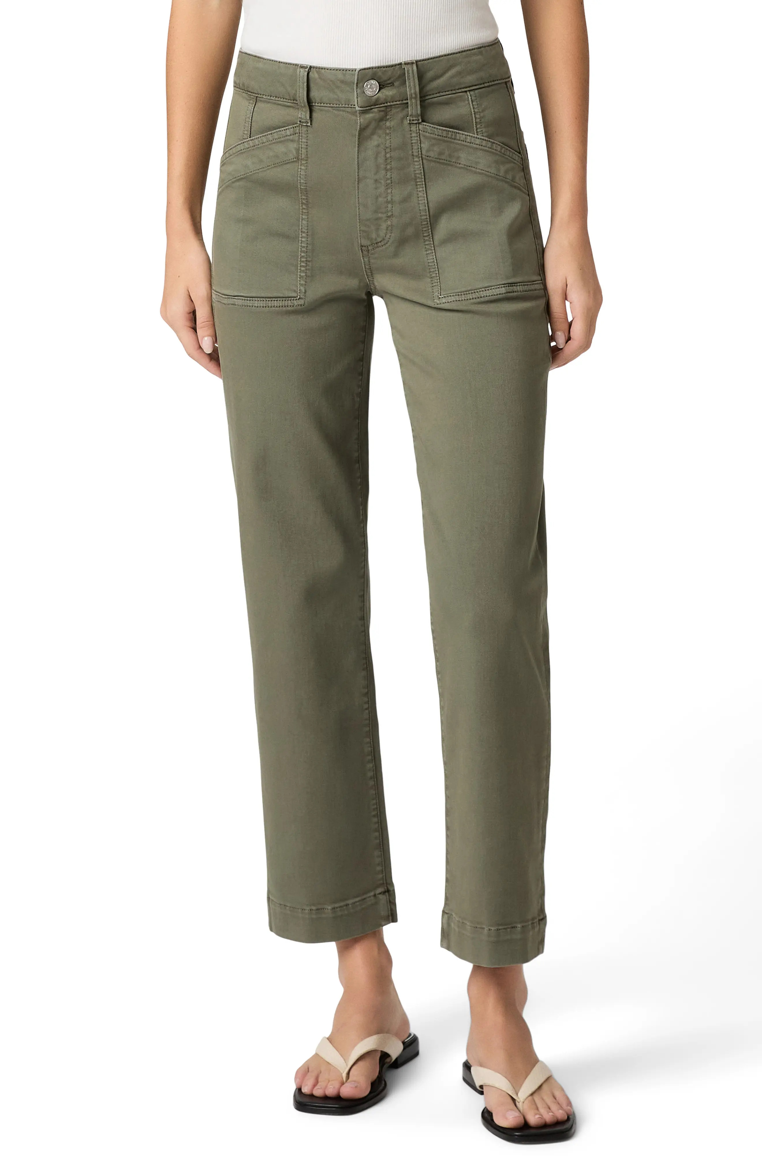 PAIGE Quincy Ankle Straight Leg Pants in Vintage Ivy Green at Nordstrom, Size 25 | Nordstrom