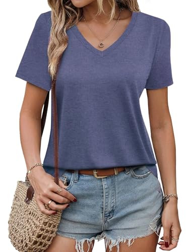 GKBK Womens Short Sleeve T Shirts V Neck Tops Summer Trendy Comfy Casual Basic Tee Shirt at Amazo... | Amazon (US)