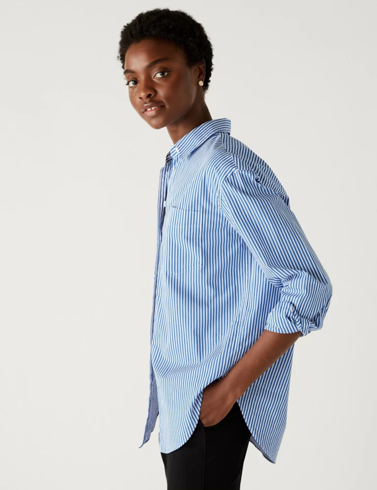 Pure Cotton Striped Oversized Girlfriend Style Shirt | Marks & Spencer (UK)