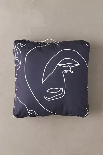 Explicit Design For Deny Faces In Dark Outdoor Floor Cushion | Urban Outfitters (US and RoW)