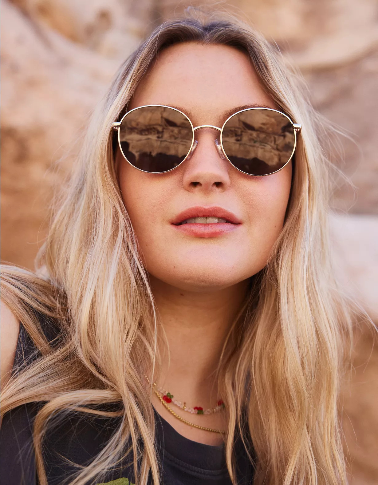 AEO Retro Round Brown Sunglasses | American Eagle Outfitters (US & CA)