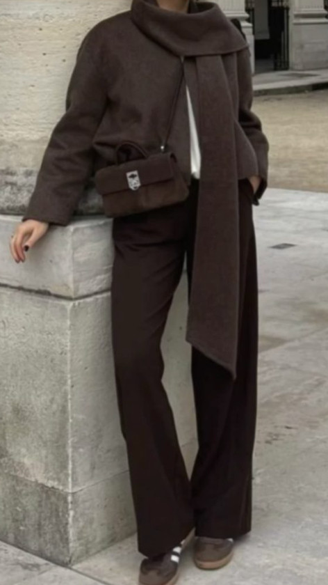 A brown scarf and jacket paired with Adidas Sambas strike the perfect balance between classic and modern. The neutral tones keep the look elevated, while the sneakers add a cool, effortless touch that works for everyday fall style. 

 #LTKSeasonal #LTKStyleTip #LTKWorkwear
