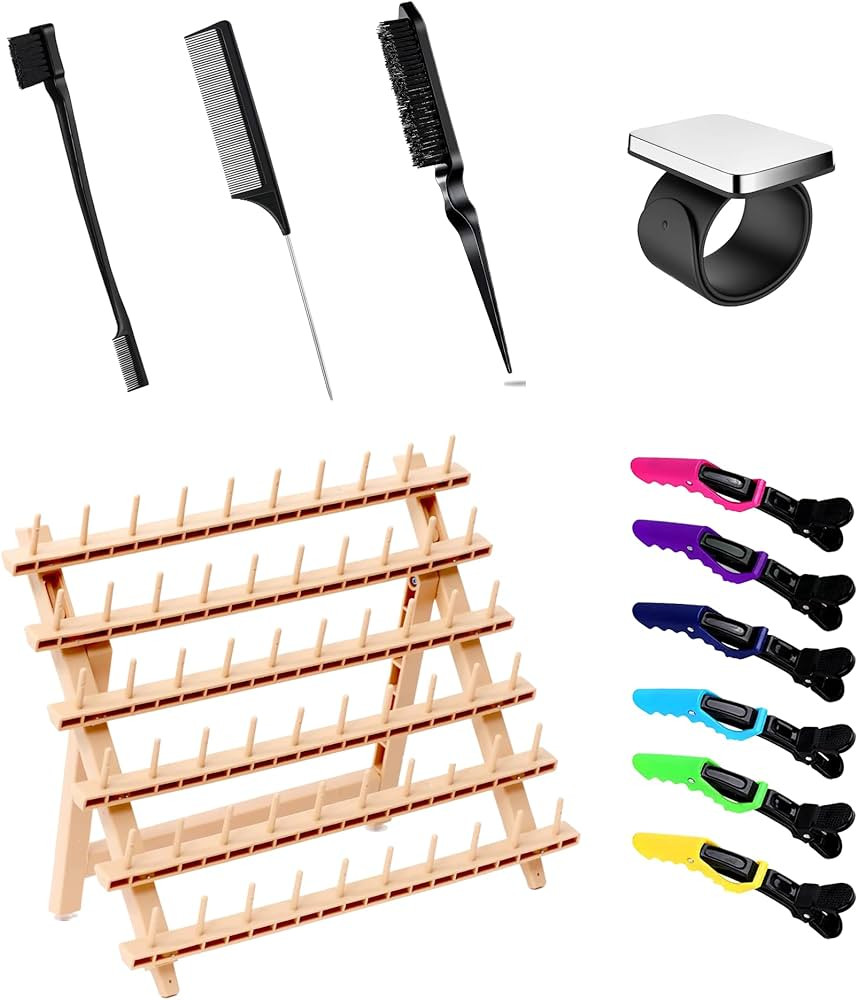 Laflare Braiding Rack With Comb Set, Gel Wristband & Clip - Hair Extension Holder (60 Pegs) With ... | Amazon (US)