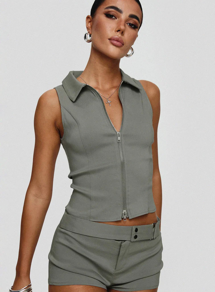 Janae Vest Top Grey | Princess Polly US