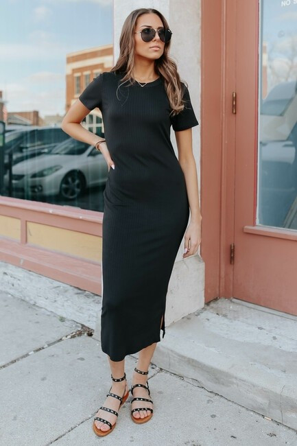 Short Sleeve Ribbed Midi Dress | Magnolia Boutique