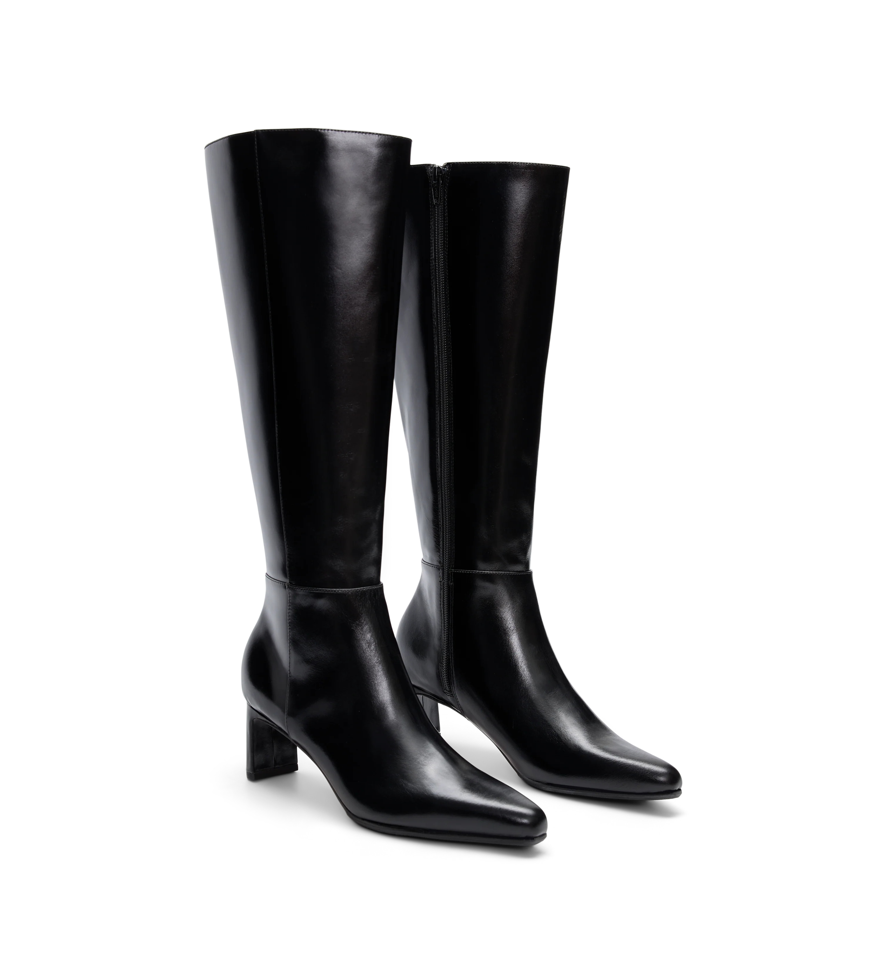 Cacique Black Boxed Leather Knee High Boots - Bared Footwear | Bared Footwear