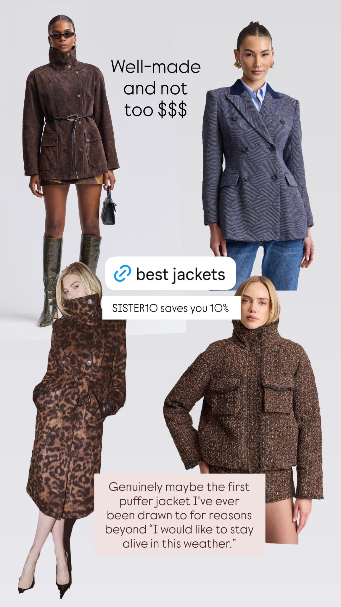 Genuinely maybe the first puffer jacket I’ve ever been drawn to for reasons beyond “I would like to stay alive in this weather.” SISTER10 saves you 10%  Well-made and not too $$$

#LTKSeasonal #LTKWorkwear #LTKNYFW