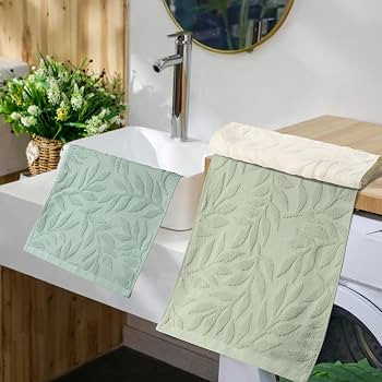 3pcs Sage Green Beige 3D Leaves Hand Towels for Bathroom,100% Cotton | Amazon (US)