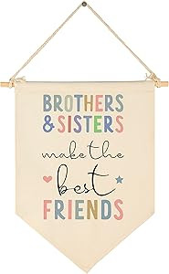 Brothers and Sisters Make The Best Friends- Canvas Hanging Pennant Flag Banner Wall Sign Decor Gi... | Amazon (US)