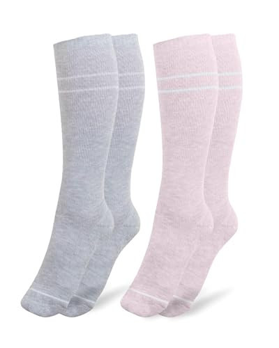 Kindred Bravely Compression Socks 2-Pack | Graduated Compression Socks for Circulation Pregnancy Travel (Pink & Grey Heather, Small) | Amazon (US)