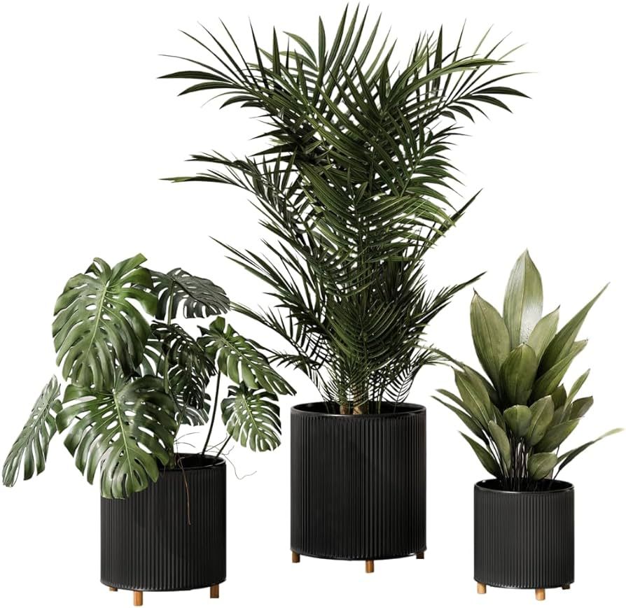 EverNest Everett Black Striped Modern Planter with Peg Leg Stand, Plant Pot Set, SelectBase, Neut... | Amazon (US)