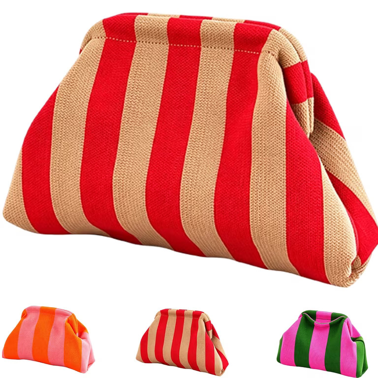 Snap Shut Makeup Bag, Soft Woven Fabric, Colorblock Style, Compact Size, Secure Kiss Lock for Wom... | Walmart (US)