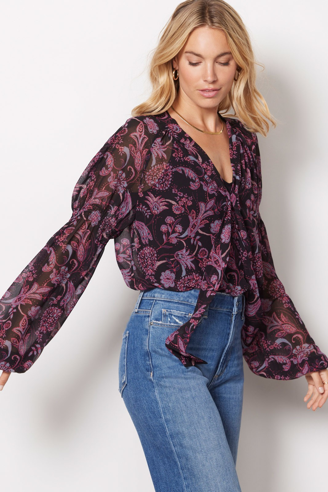 SANCTUARY London Tie Neck Blouse | EVEREVE | Evereve