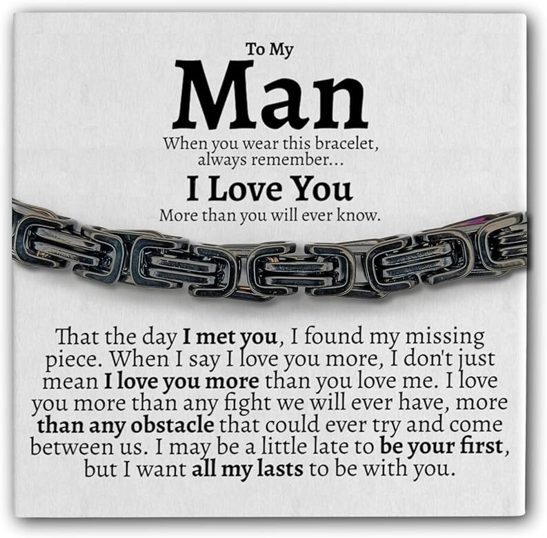 Love You This Much To My Man Steel Twist Bracelet, Mens Gift for Him, Birthday Gift for Husband f... | Amazon (US)