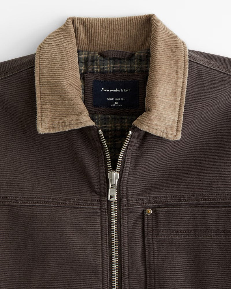 Men's Flannel-Lined Zip Workwear Jacket | Men's Coats & Jackets | Abercrombie.com | Abercrombie & Fitch (US)