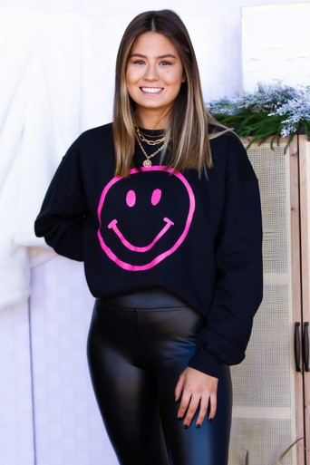 Smiley Face Oversized Sweatshirt | Material Girls