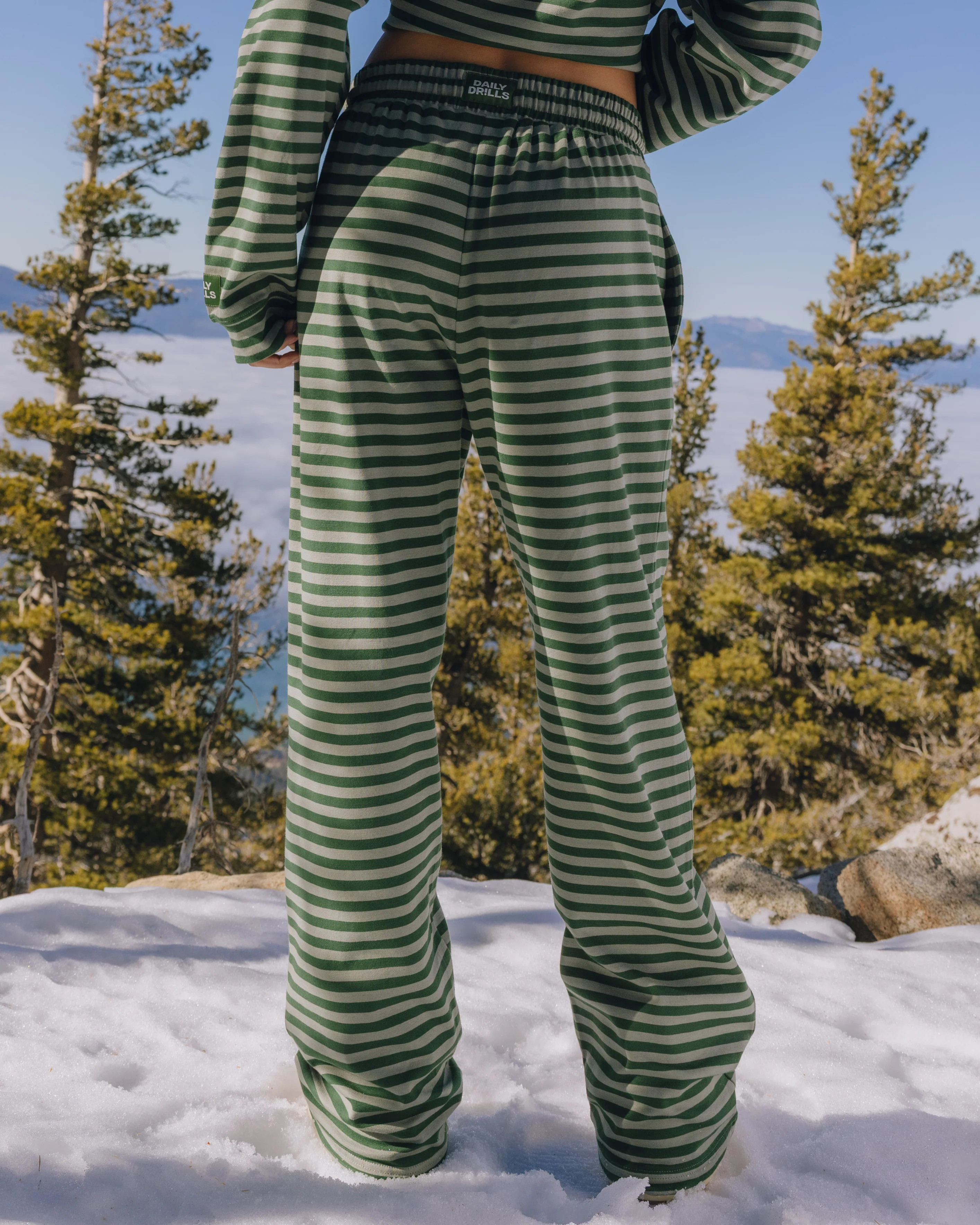 Striped Cotton Pants - Forest + DD Green Stripe | Daily Drills LLC