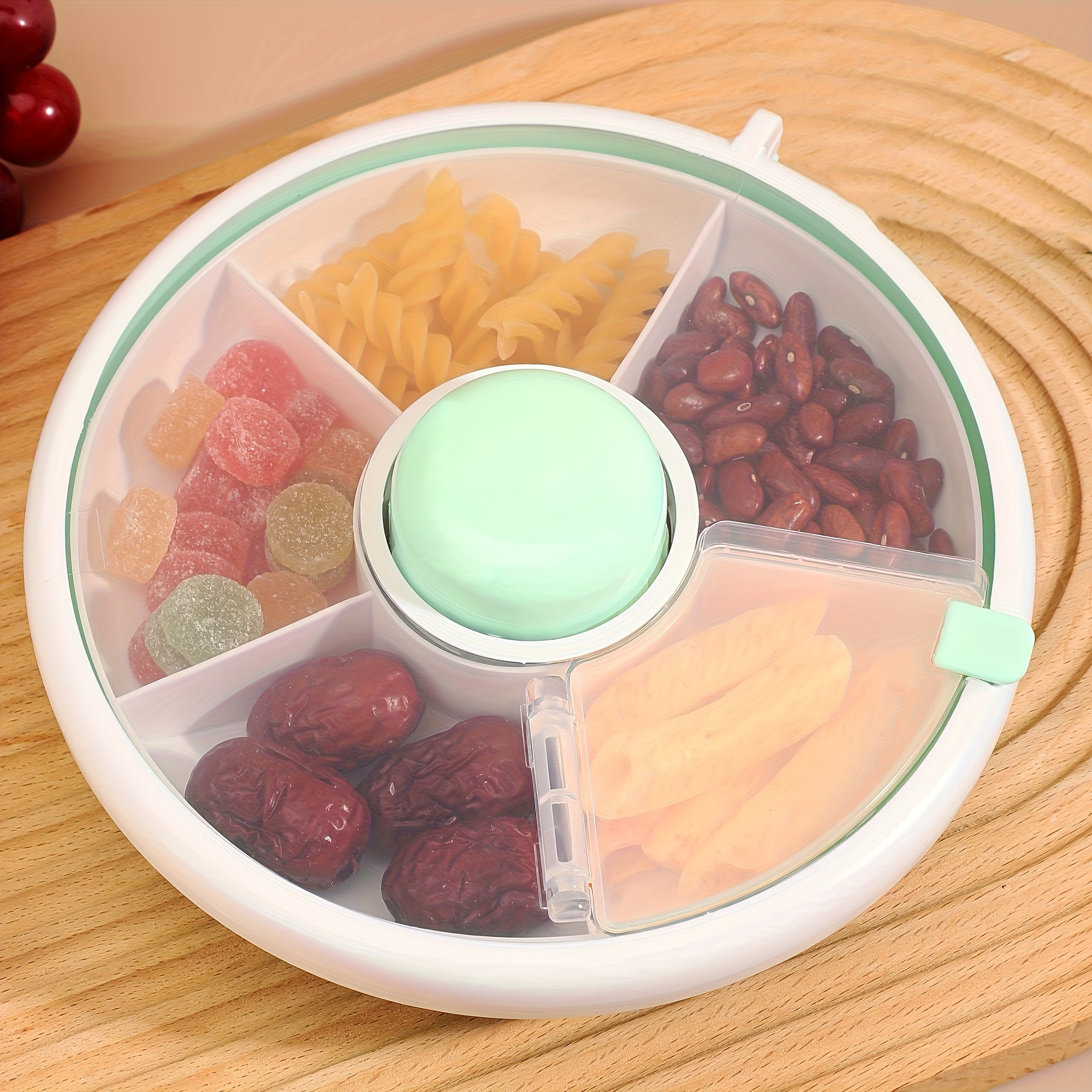 TEMU Portable Rotating Snack Storage Box With 5 Compartments, Removable And Washable Trays, Suitable For Fruits, Nuts, And Snacks, Home, Office, Or Outdoor Use | Temu Affiliate Program