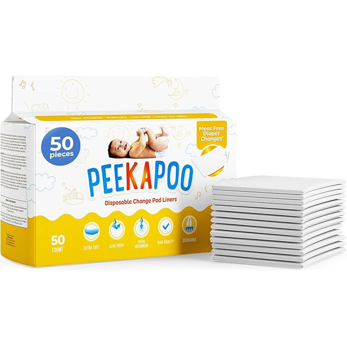 Peekapoo - Disposable Changing Pad Liners (50 Pack) Super Soft, Ultra Absorbent & Waterproof - Co... | Amazon (US)
