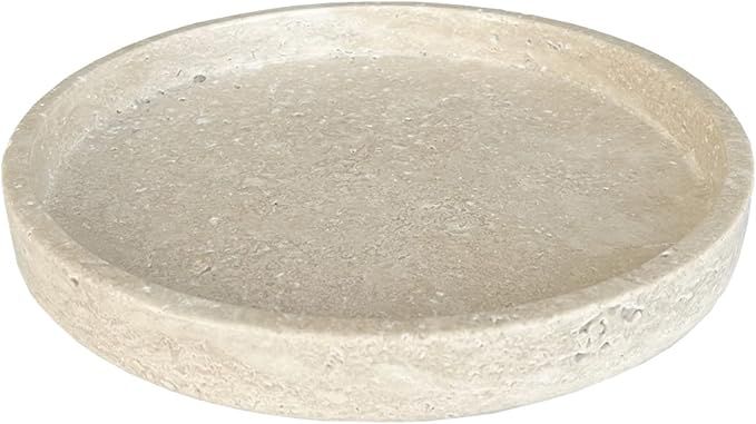 StonePlus Natural Marble Vanity Tray, Perfume Jewelry Tray, Round Ottoman Tray for Drinks, Coffee... | Amazon (US)