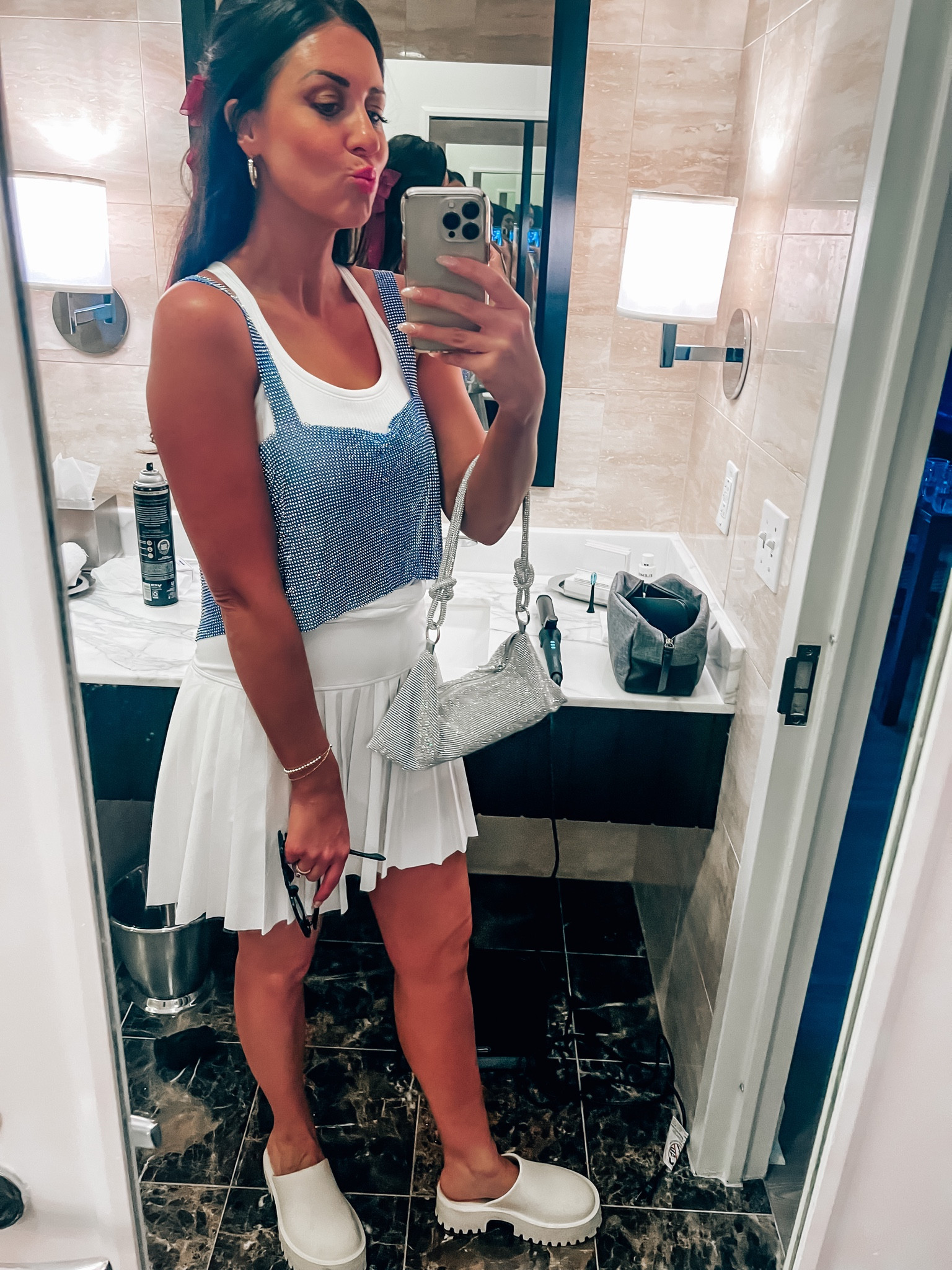 Disney Snow White inspired outfit! A tennis skirt, clogs, red bow and sparkly top and voila! So comfortable and fun- would be so fun for Halloween 🪞♥️👸🏻
.
.
.
.
.
#Snowwhite #disney #vacationootd #halloween 

#LTKfamily #LTKHalloween #LTKfitness