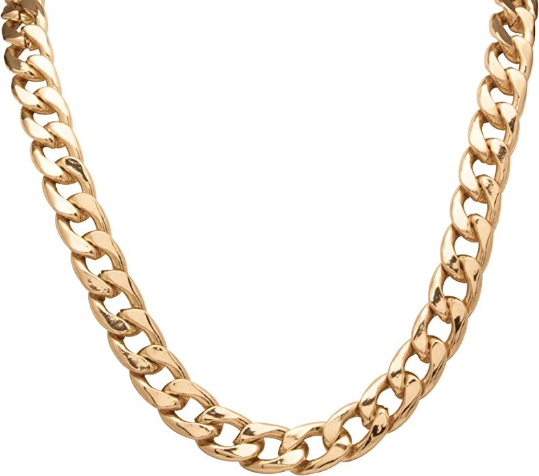 Palm Beach Jewelry Men's Goldtone Curb Link Chain Necklace (15mm), Lobster Claw Clasp, 24 or 30 i... | Amazon (US)