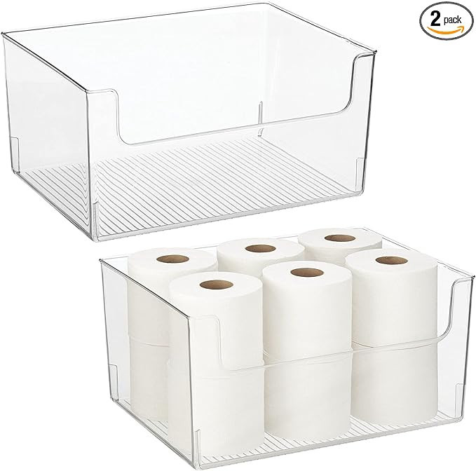 mDesign Large Modern Plastic Open Front Dip Storage Organizer Bin Basket for Bathroom Organizatio... | Amazon (US)