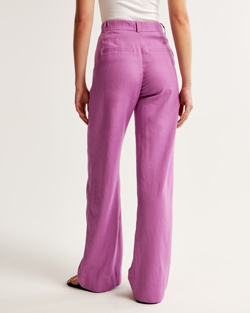 Women's A&F Sloane Tailored Linen-Blend Pant | Women's Bottoms | Abercrombie.com | Abercrombie & Fitch (US)