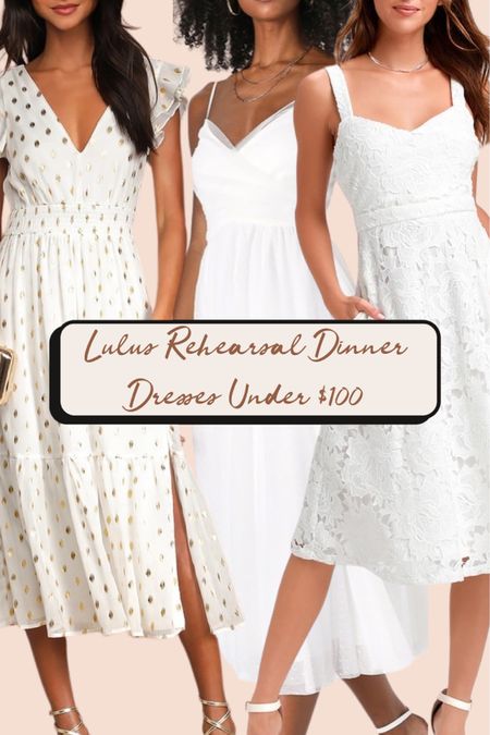 Lulus best rehearsal dinner dresses under $100. See more below!

#receptiondress #whitemididress #cocktaildress #summerdresses #bridalshowerdress

#LTKwedding #LTKSeasonal #LTKstyletip