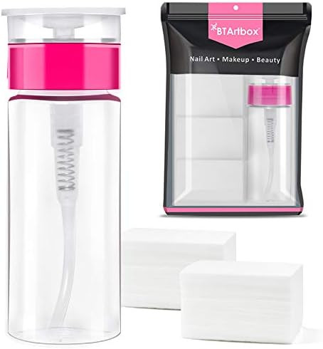 BTArtbox Gel Nail Polish Remover Set 600PCS Lint Free Nail Wipes Cotton Pads With 1PCS Push Down Pum | Amazon (US)