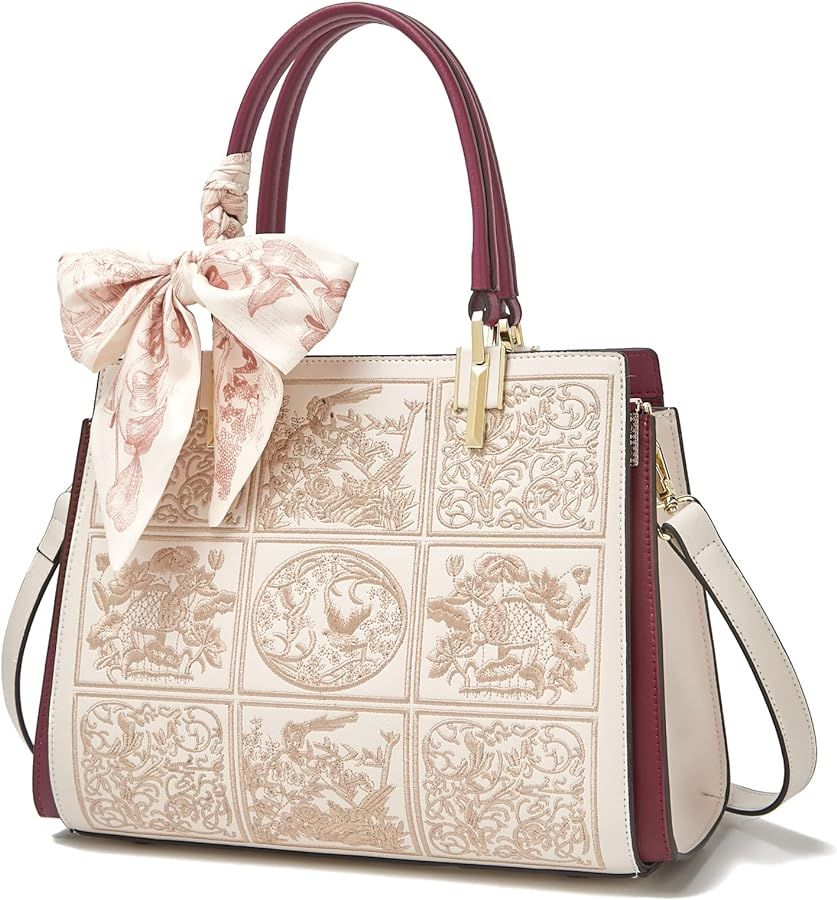FOXLOVER Leather Satchel Handbags for Women Tote Shoulder Bag vintage Crossbody Bag Purse Top Han... | Amazon (US)
