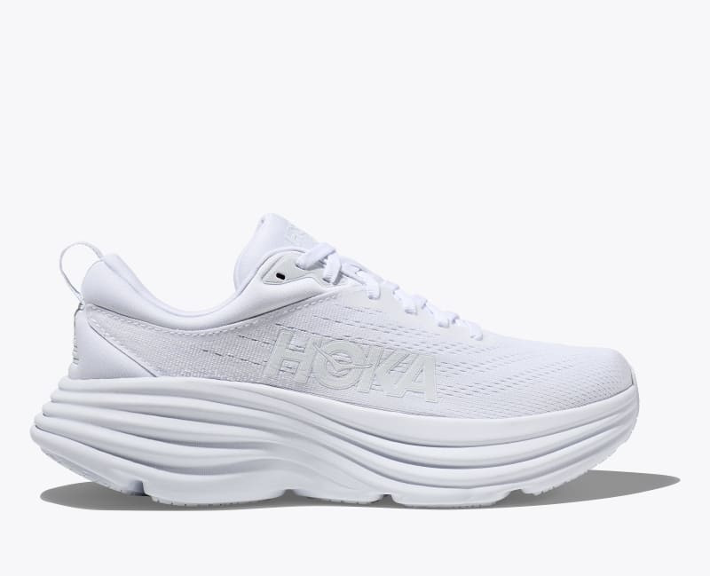 HOKA Women's Bondi 8 Shoes in White/White, Size 9.5 | Hoka One US