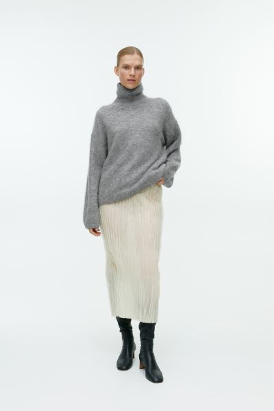 Wool-Alpaca Roll-Neck Jumper - Grey - Ladies | H&M GB | H&M (UK, MY, IN, SG, PH, TW, HK)