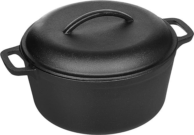 Amazon Basics Pre-Seasoned Cast Iron Dutch Oven Pot with Lid and Dual Handles, 5-Quart | Amazon (US)