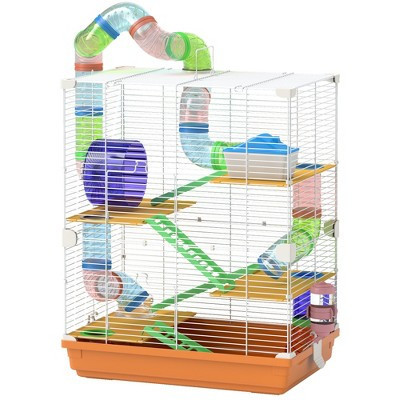 Gulches 18" 5 - Tier Hamster Cage with Tubes, Tunnels, Water Bottle, Food Dish, Exercise Wheel - Orange, Ideal for Gerbils Too | Target