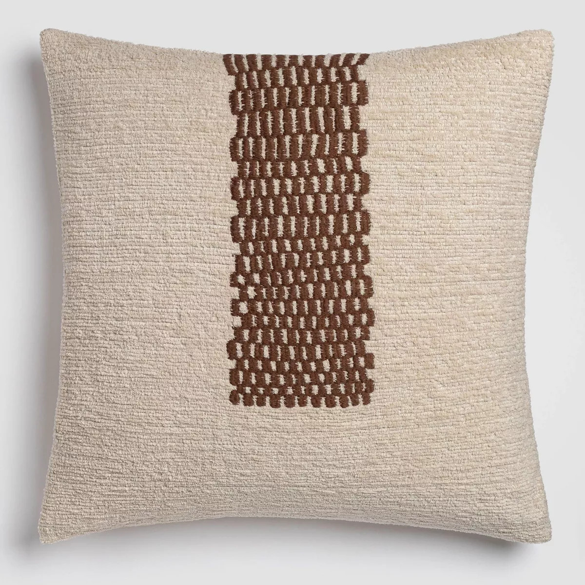 Forest Path 20" x 20" Throw Pillow, Chenille Check Embroidery in Warm Earth Tones | Target