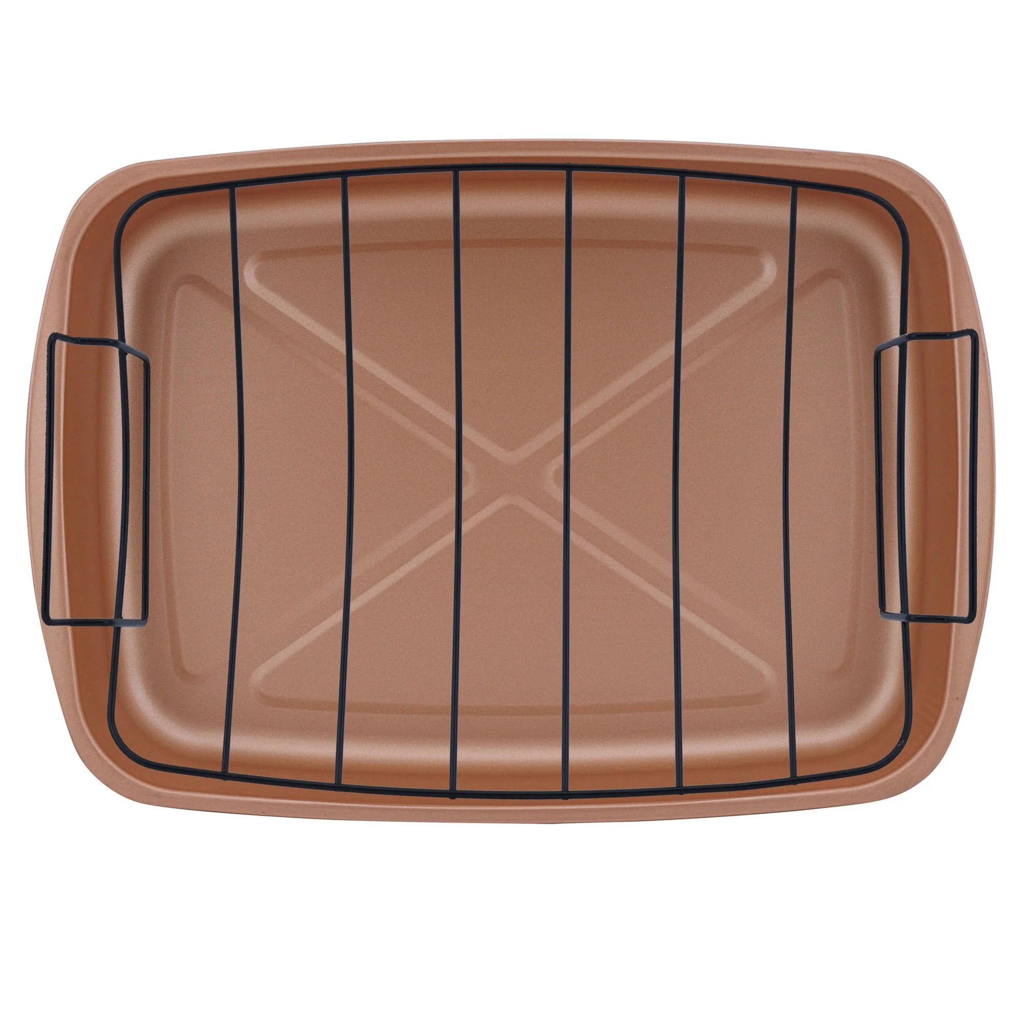 Mainstays Nonstick Roasting Pan with Nonstick Roasting Rack, Copper & Black, 17.5"L x 12.75"W x 2... | Walmart (US)