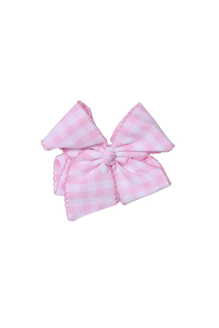 Scalloped Edge Pink Gingham Bow | The Smocked Flamingo