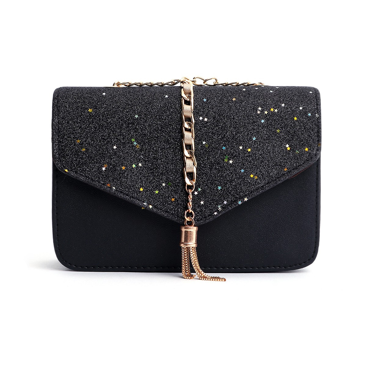 Black Star Tassel Glitter Crossbody Bag | YOINS