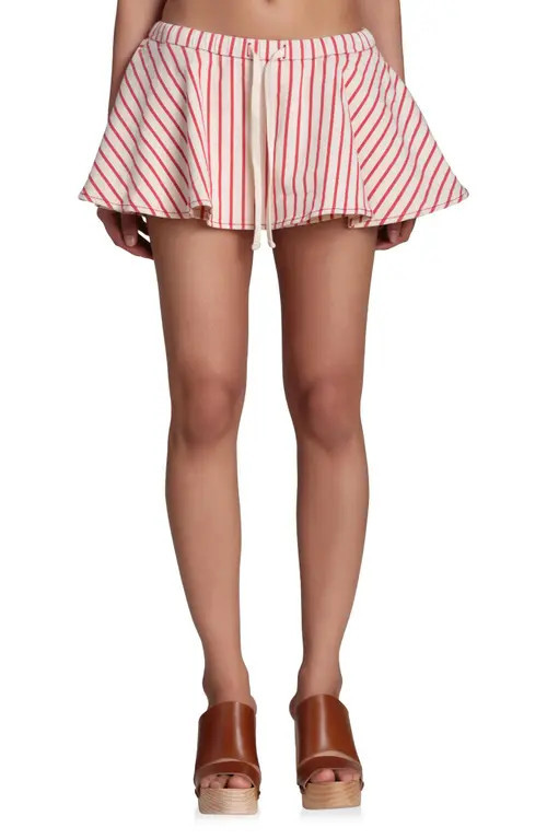 Avec Les Filles Tie Waist Miniskort in Cream- Red Stripe at Nordstrom, Size Small | Nordstrom