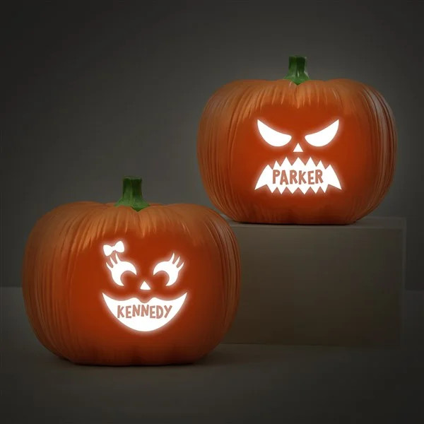 Jack-o-Lantern Personalized Light Up Resin Pumpkin | Personalization Mall