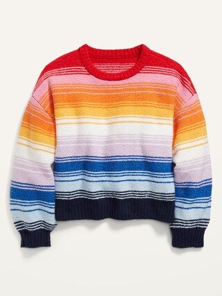Textured Striped Blouson-Sleeve Sweater for Girls | Old Navy (US)