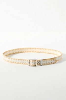 rag & bone Raffia Trim Boyfriend Leather Belt | Anthropologie (US)