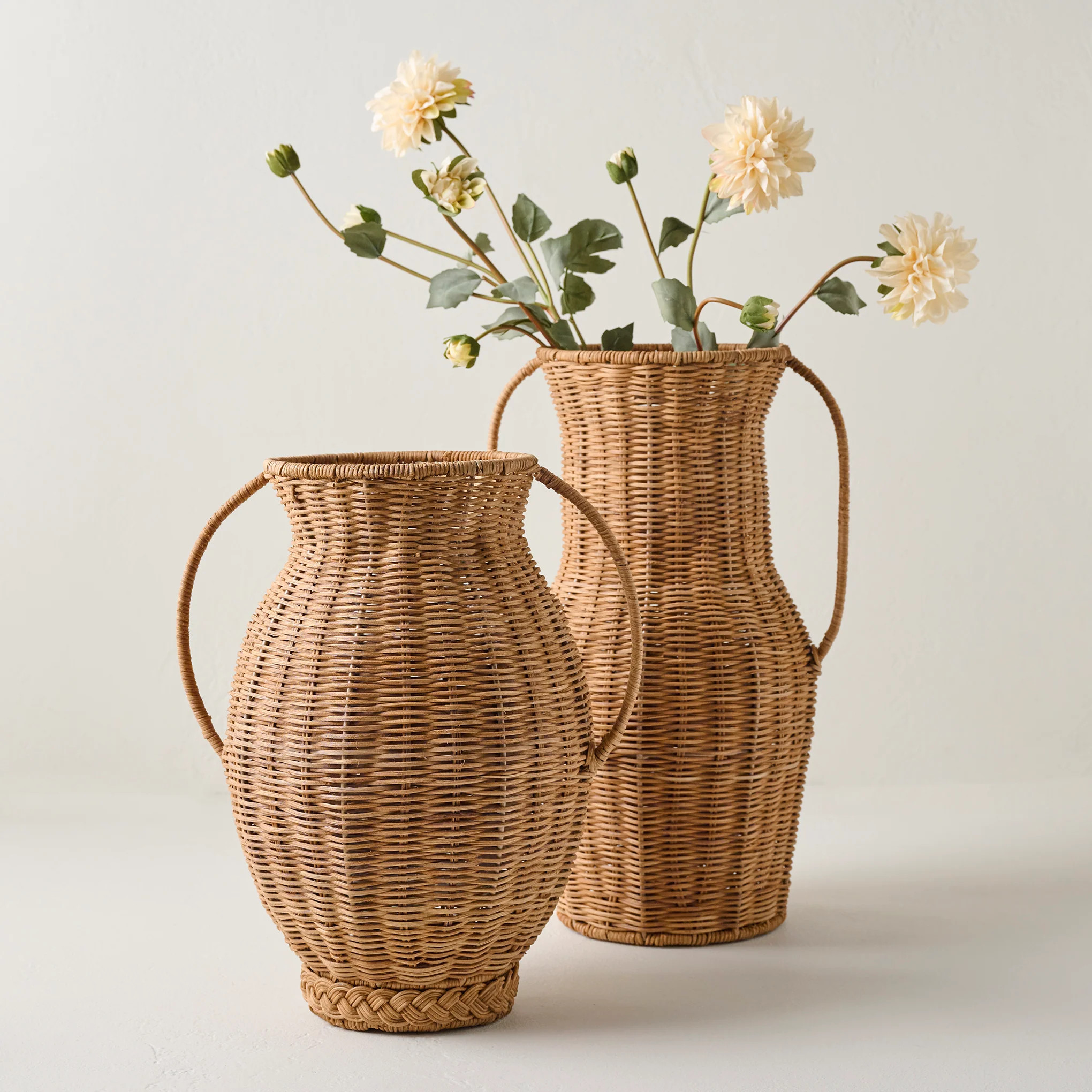 Tall Rattan Vase with Handles | Magnolia