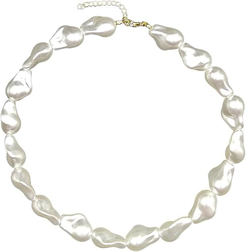 Pearl Necklaces for Women Chunky Pearls Choker Necklaces Baroque Pearls Necklace Dainty White Pea... | Amazon (US)
