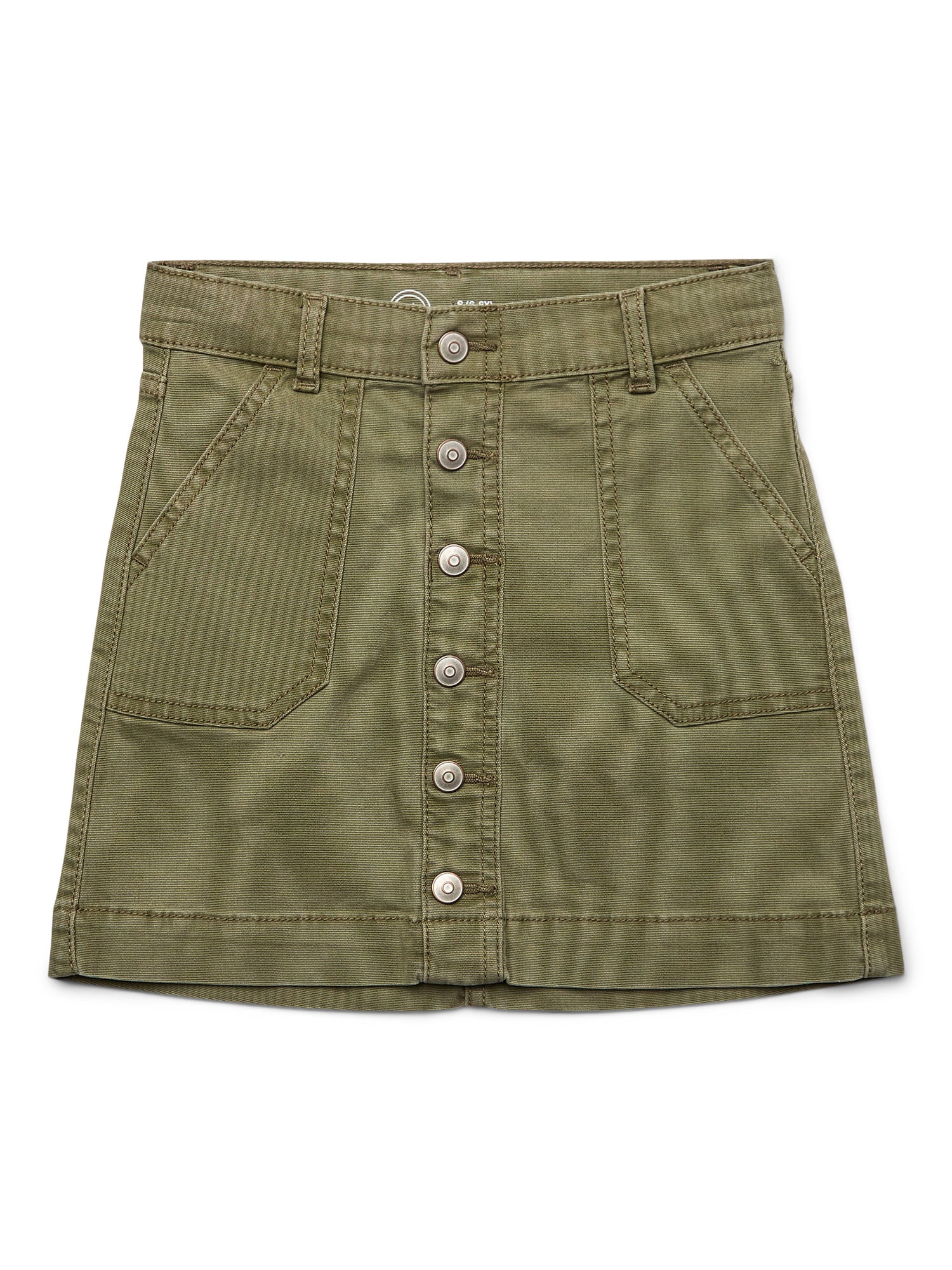 Wonder Nation Girls Button Front Denim Skirt, Sizes 4-18 & Plus - Walmart.com | Walmart (US)