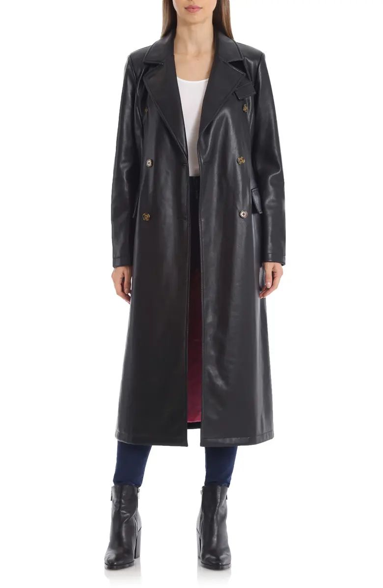 Double Breasted Faux Leather Trench Coat | Nordstrom